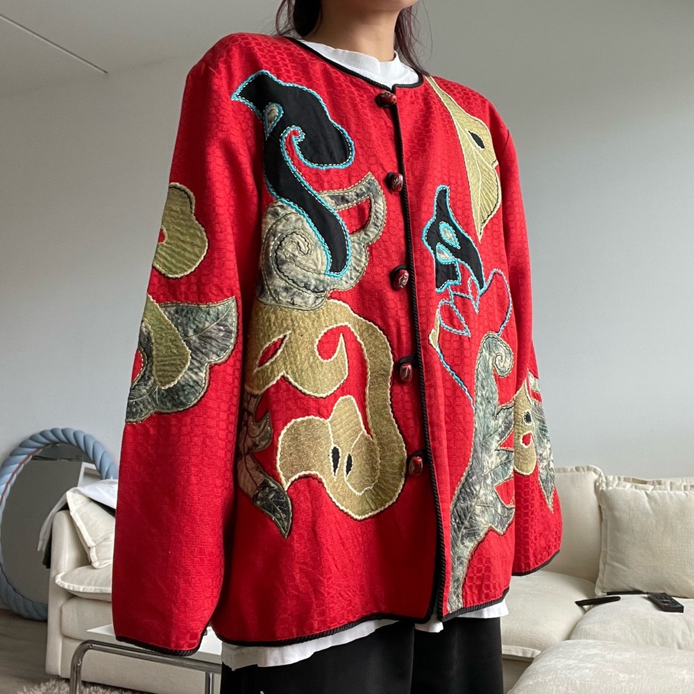 Vibrant Vintage Red Button-Up Jacket